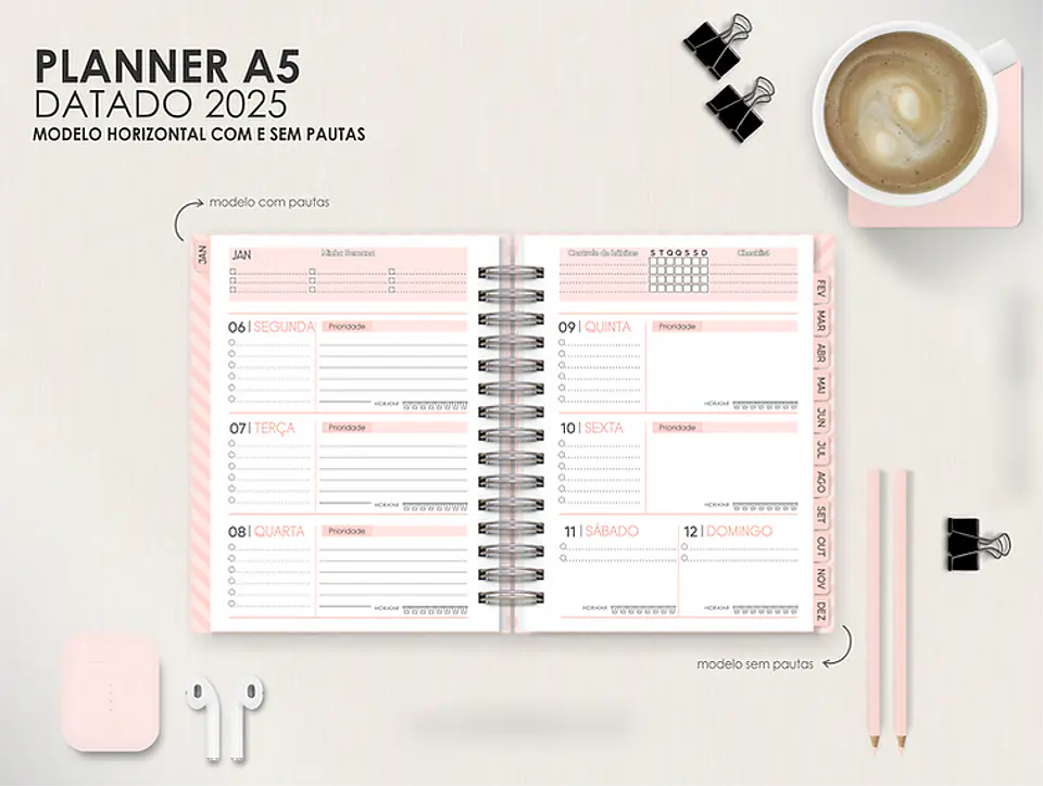 Arquivo Combo Planners Datados BIG, A5 e SLIM - Capas e Divisorias - Moldes da Le 6