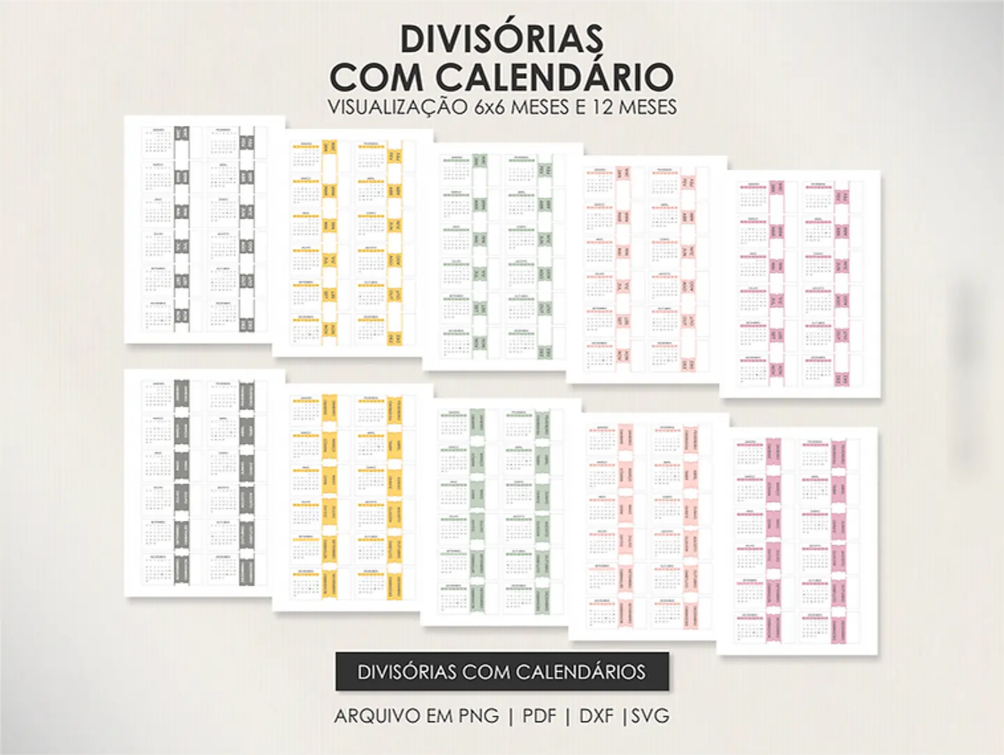 Arquivo Combo Planners Datados BIG, A5 e SLIM - Capas e Divisorias - Moldes da Le 10