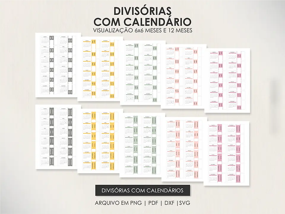 Arquivo Combo Planners Datados BIG, A5 e SLIM - Capas e Divisorias - Moldes da Le 10
