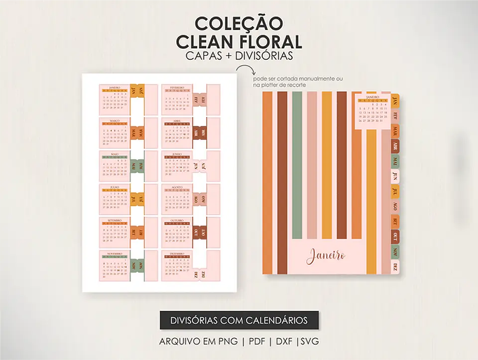 Arquivo Combo Planners Datados BIG, A5 e SLIM - Capas e Divisorias - Moldes da Le 12