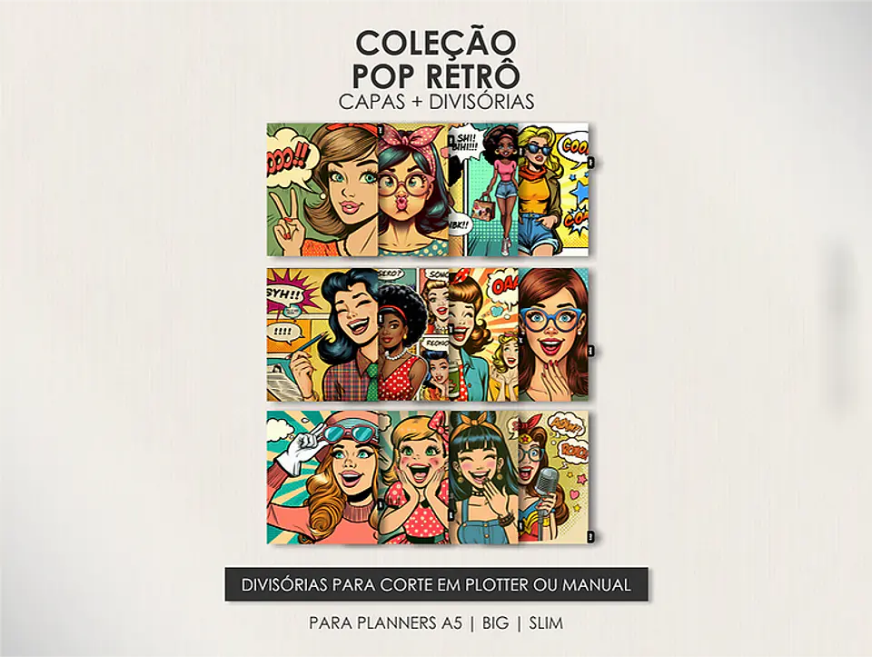 Arquivo Combo Planners Datados BIG, A5 e SLIM - Capas e Divisorias - Moldes da Le 14