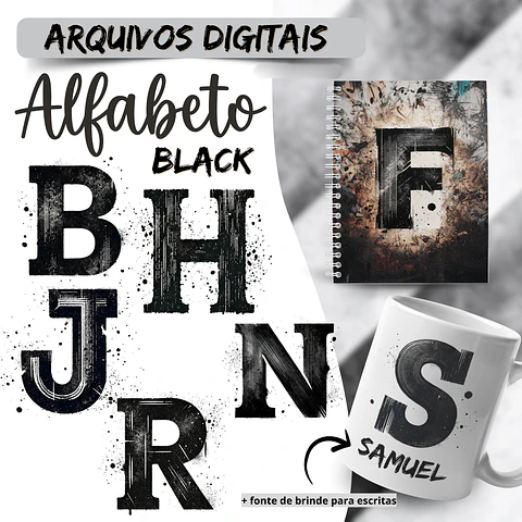 Kit Digital Alfabeto Black - Ilustracin