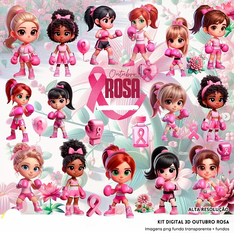 Kit Digital Outubro Rosa - Fanddy