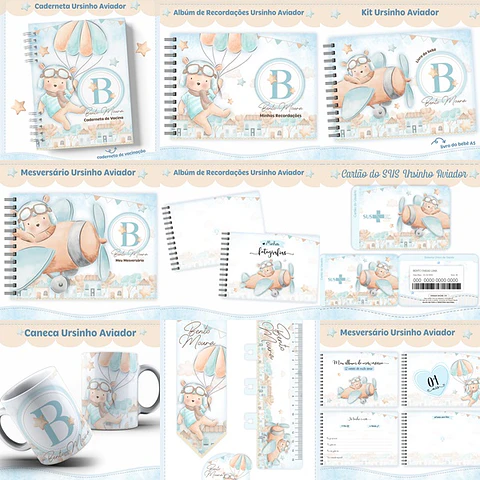 Arquivo Encadernação Baby Ursinho Aviador - lina