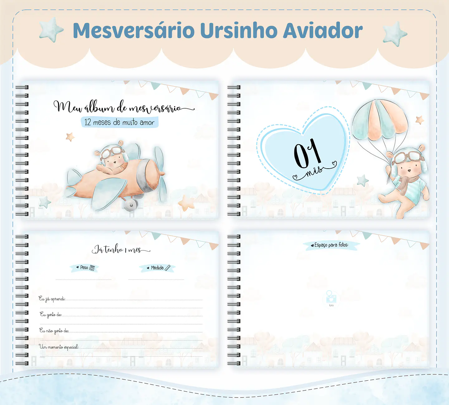 Arquivo Encadernação Baby Ursinho Aviador - lina 2