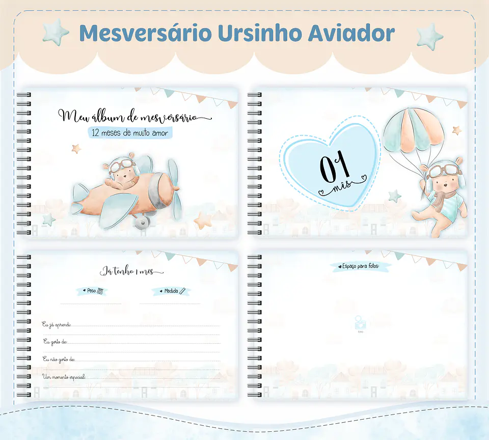 Arquivo Encadernação Baby Ursinho Aviador - lina 2