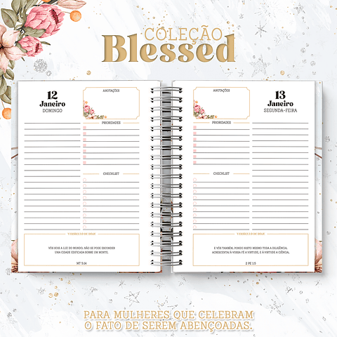 Arquivo Agenda versículos 2025- 1DPP | Coleção Blessed - METAMORPAPER