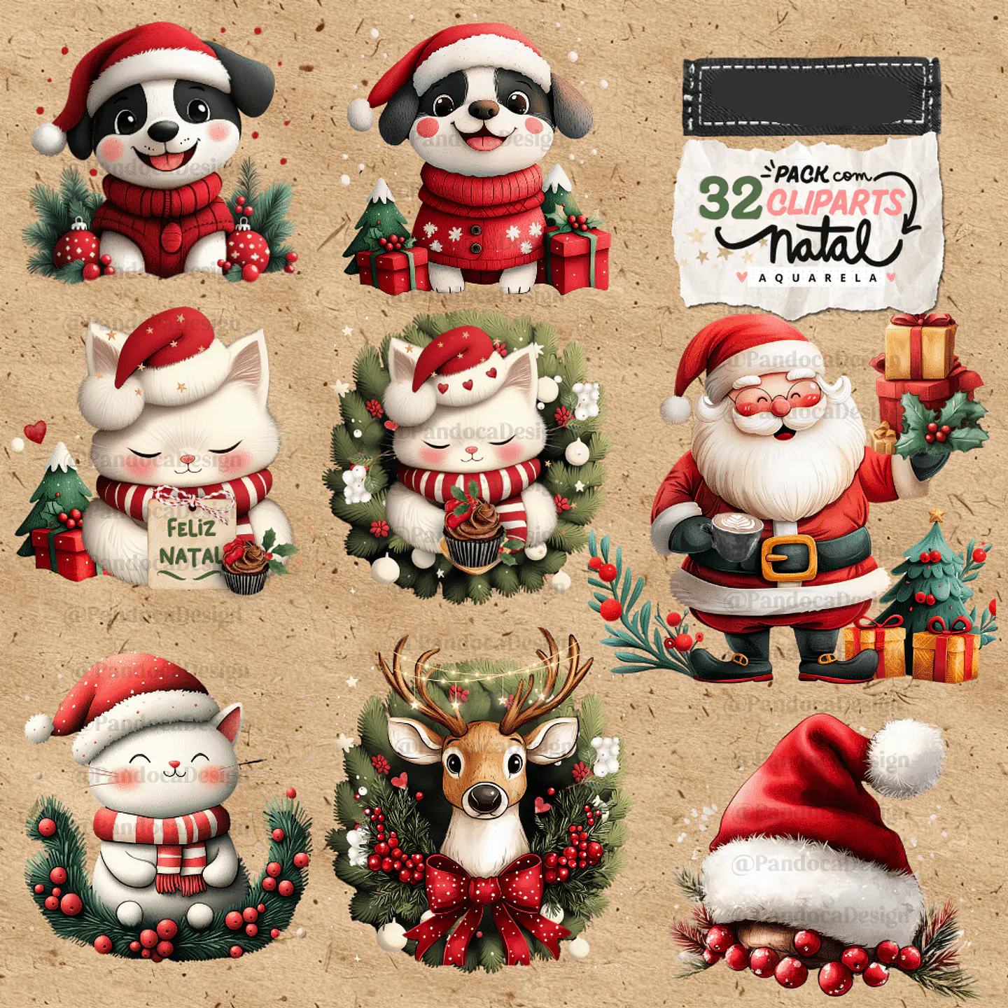Kit Digital Natal Clipparts - Pandoca  6