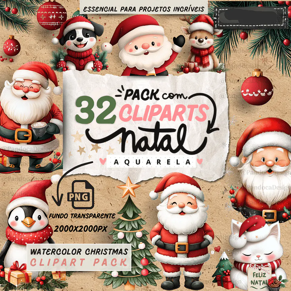 Kit Digital Natal Clipparts - Pandoca  1