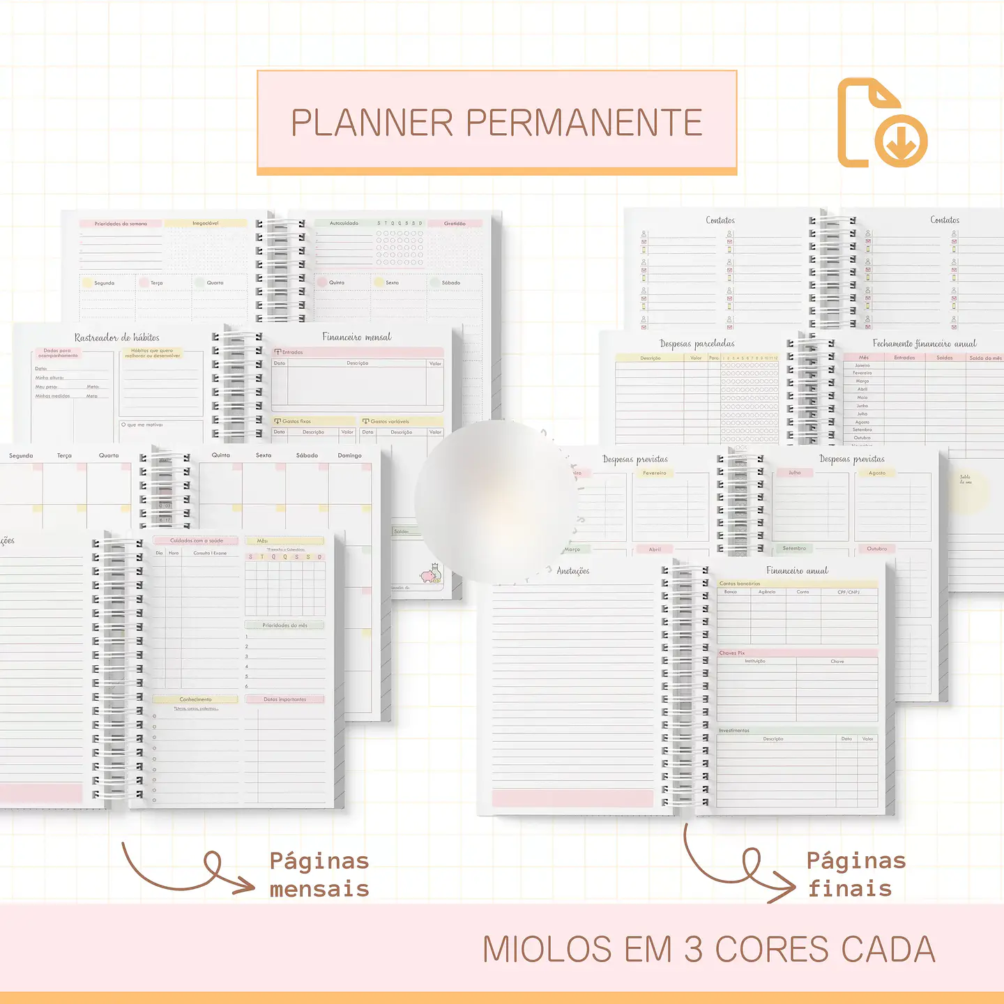 Arquivo Miolo Planner Permanente só o miolo 2 em 1 (Versão nova) - SARA 1