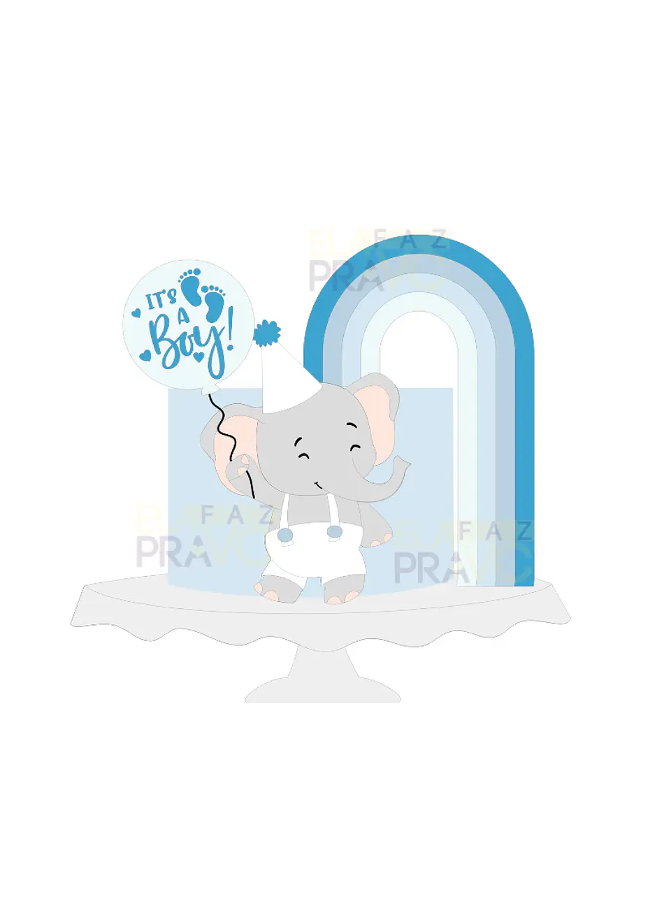 Arquivo Topo de Bolo Elefante Arco íris - EM CAMADAS 1