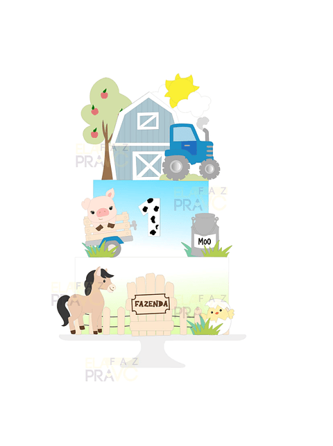 Arquivo Topo de Bolo Fazendinha - EM CAMADAS