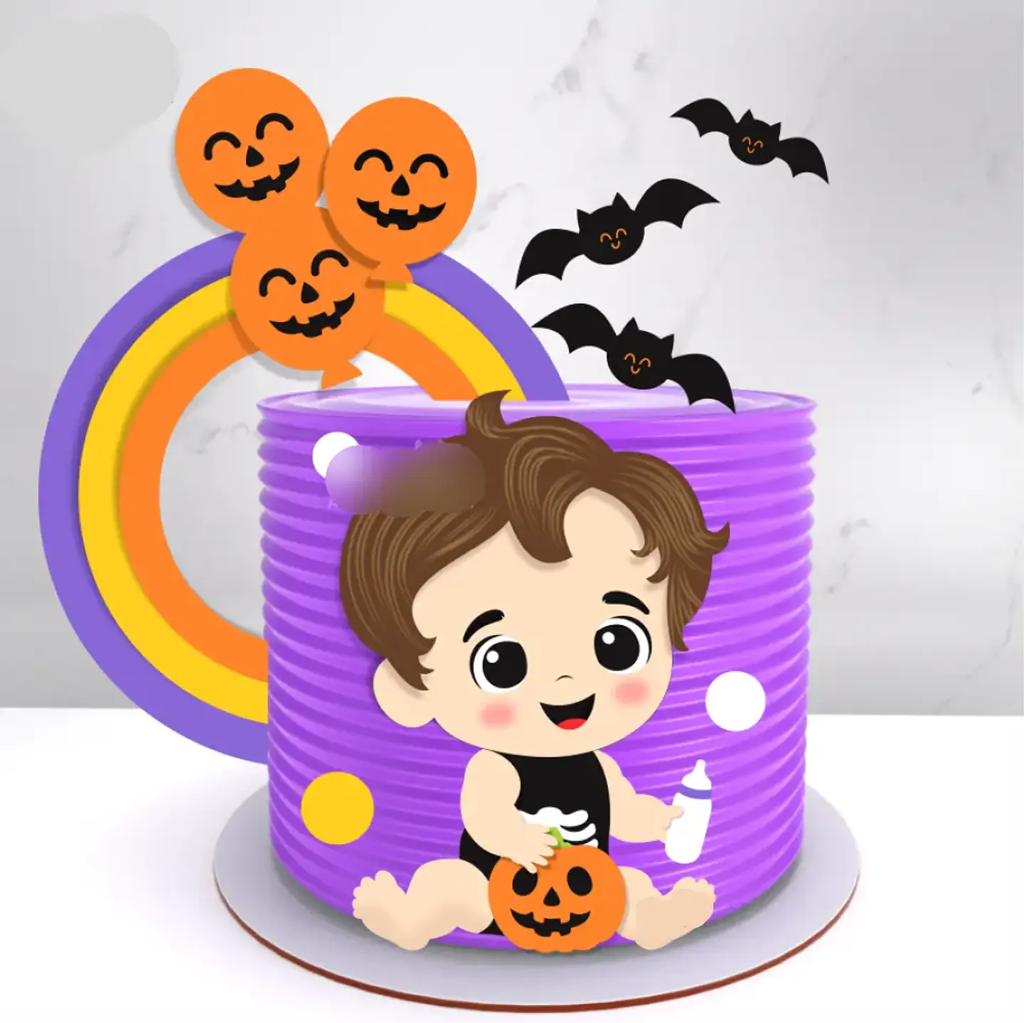 Arquivo Topo de Bolo Halloween Menino Arco íris EM CAMADAS - malilu 1