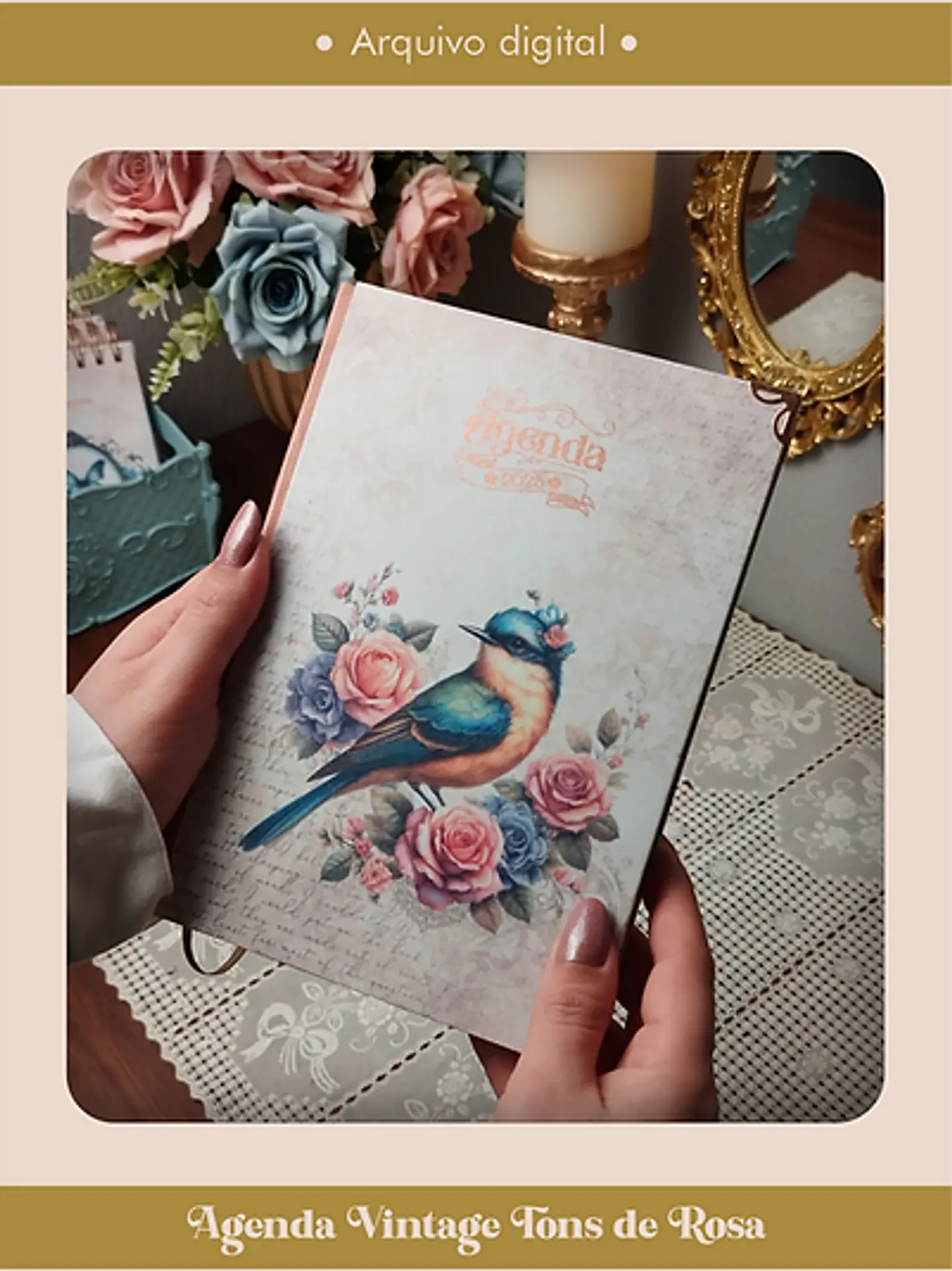 Arquivo Agenda Vintage Tons de Rosa 2025 e Permantente COSTURA - Perfeito Miolo 2