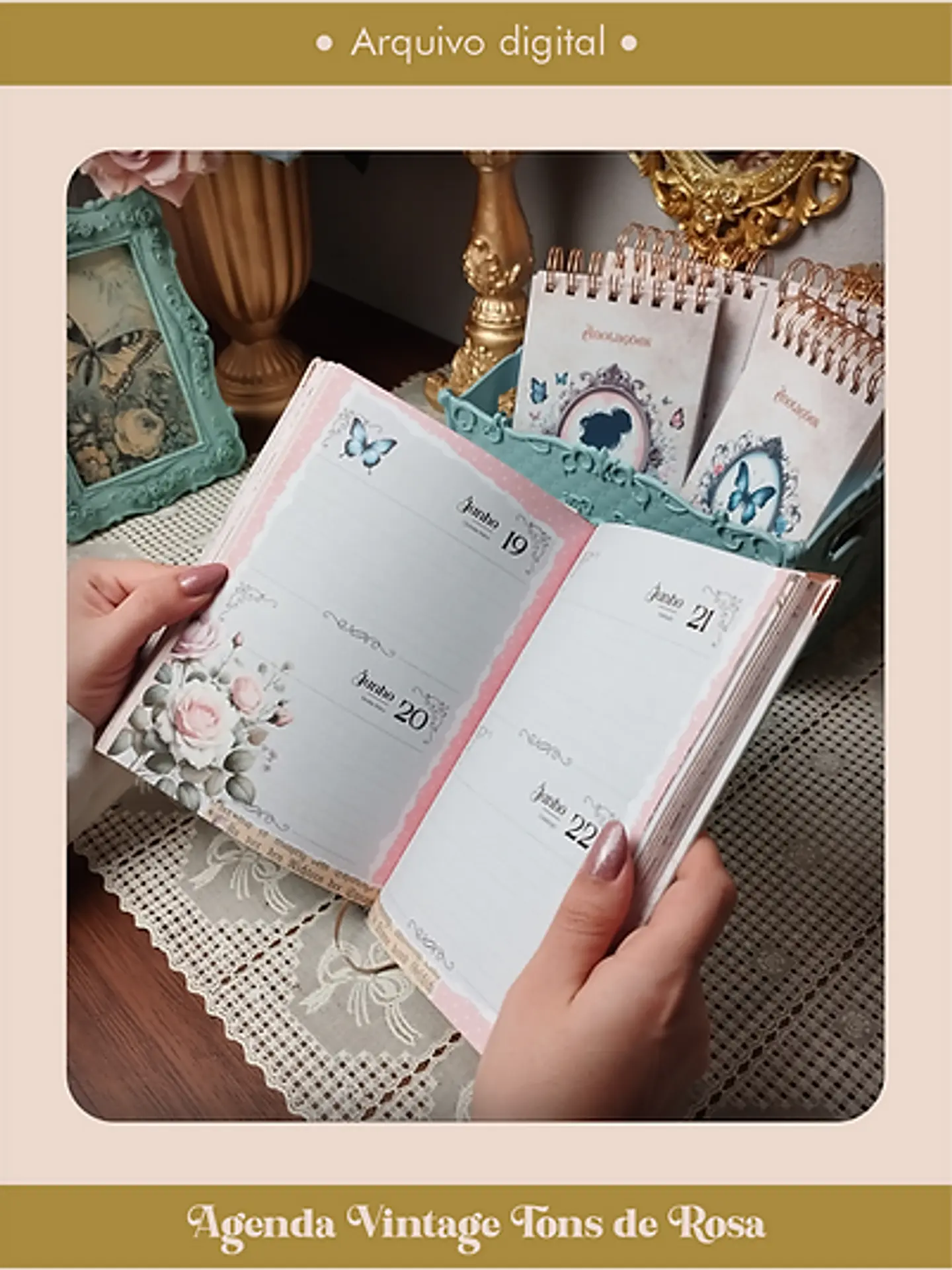 Arquivo Agenda Vintage Tons de Rosa 2025 e Permantente COSTURA - Perfeito Miolo 3