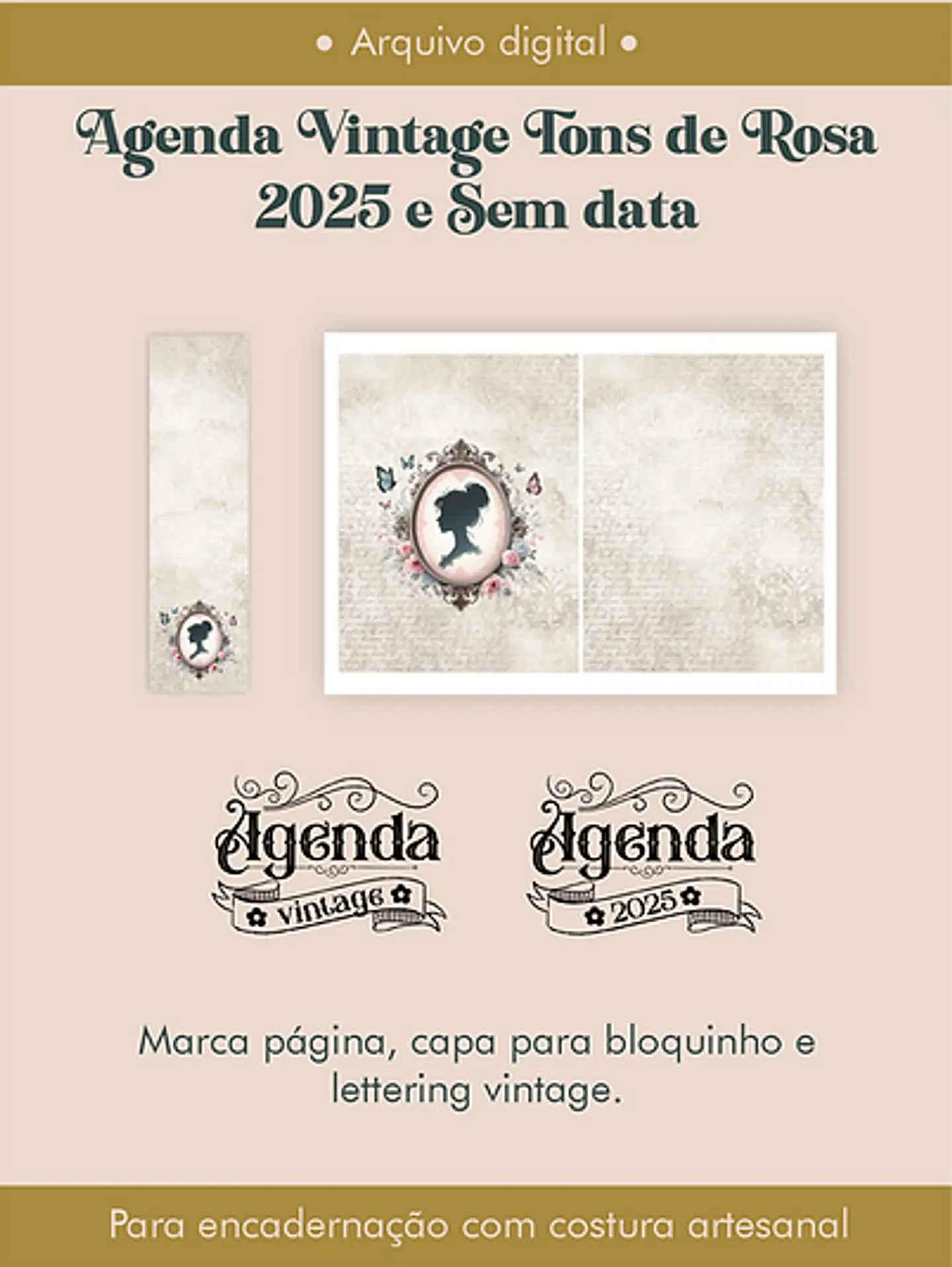 Arquivo Agenda Vintage Tons de Rosa 2025 e Permantente COSTURA - Perfeito Miolo 4