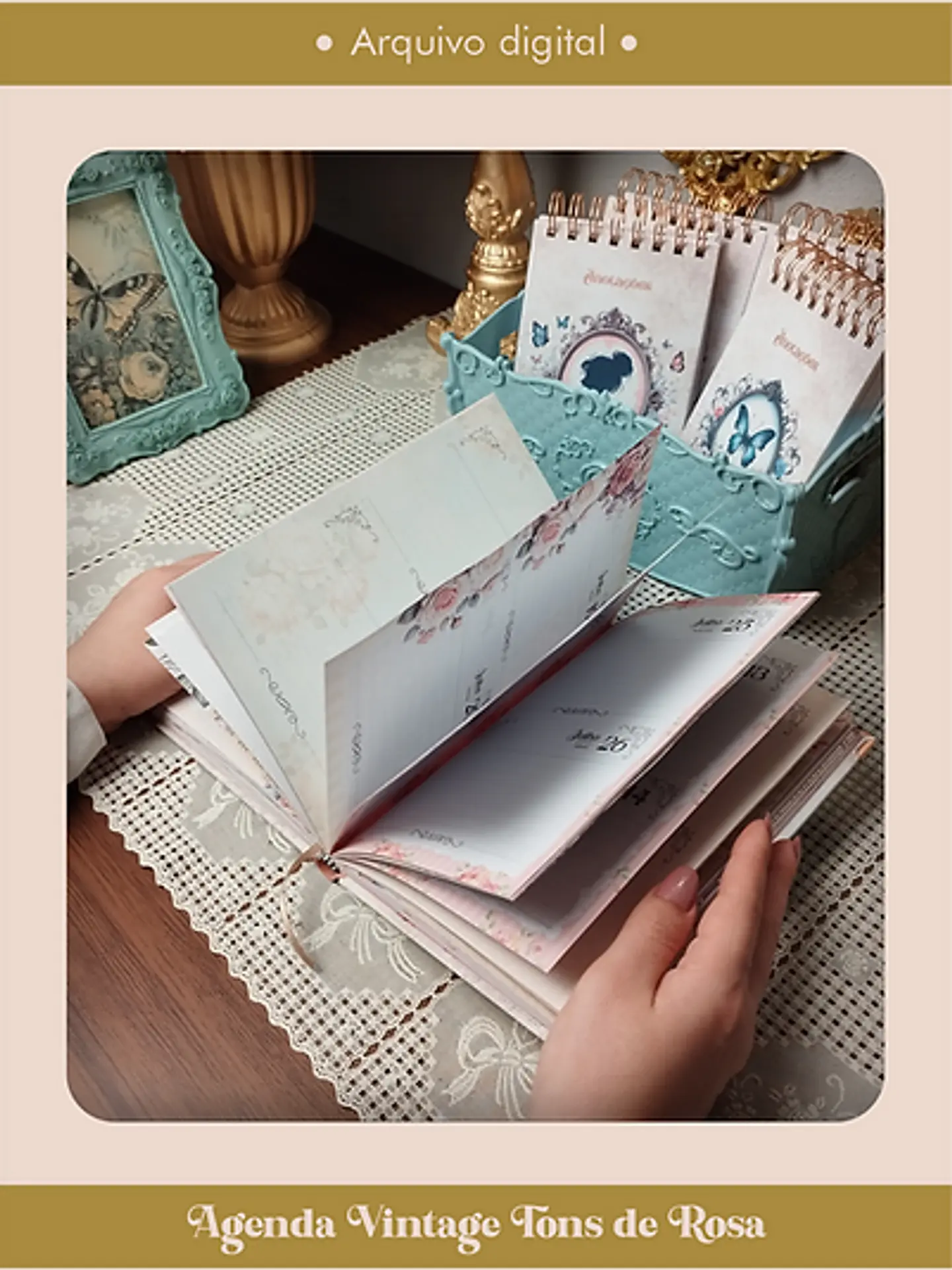 Arquivo Agenda Vintage Tons de Rosa 2025 e Permantente COSTURA - Perfeito Miolo 8