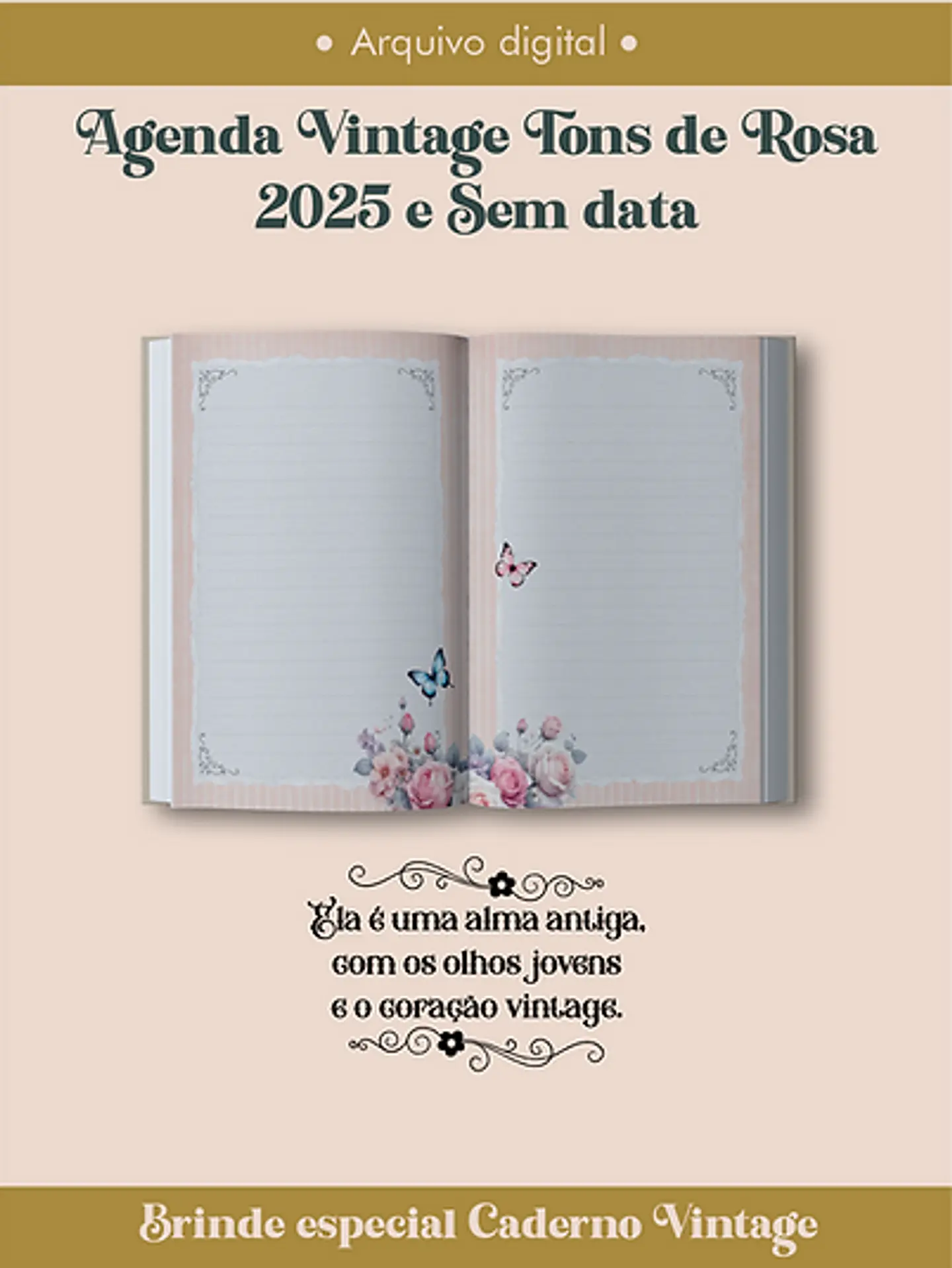 Arquivo Agenda Vintage Tons de Rosa 2025 e Permantente COSTURA - Perfeito Miolo 9