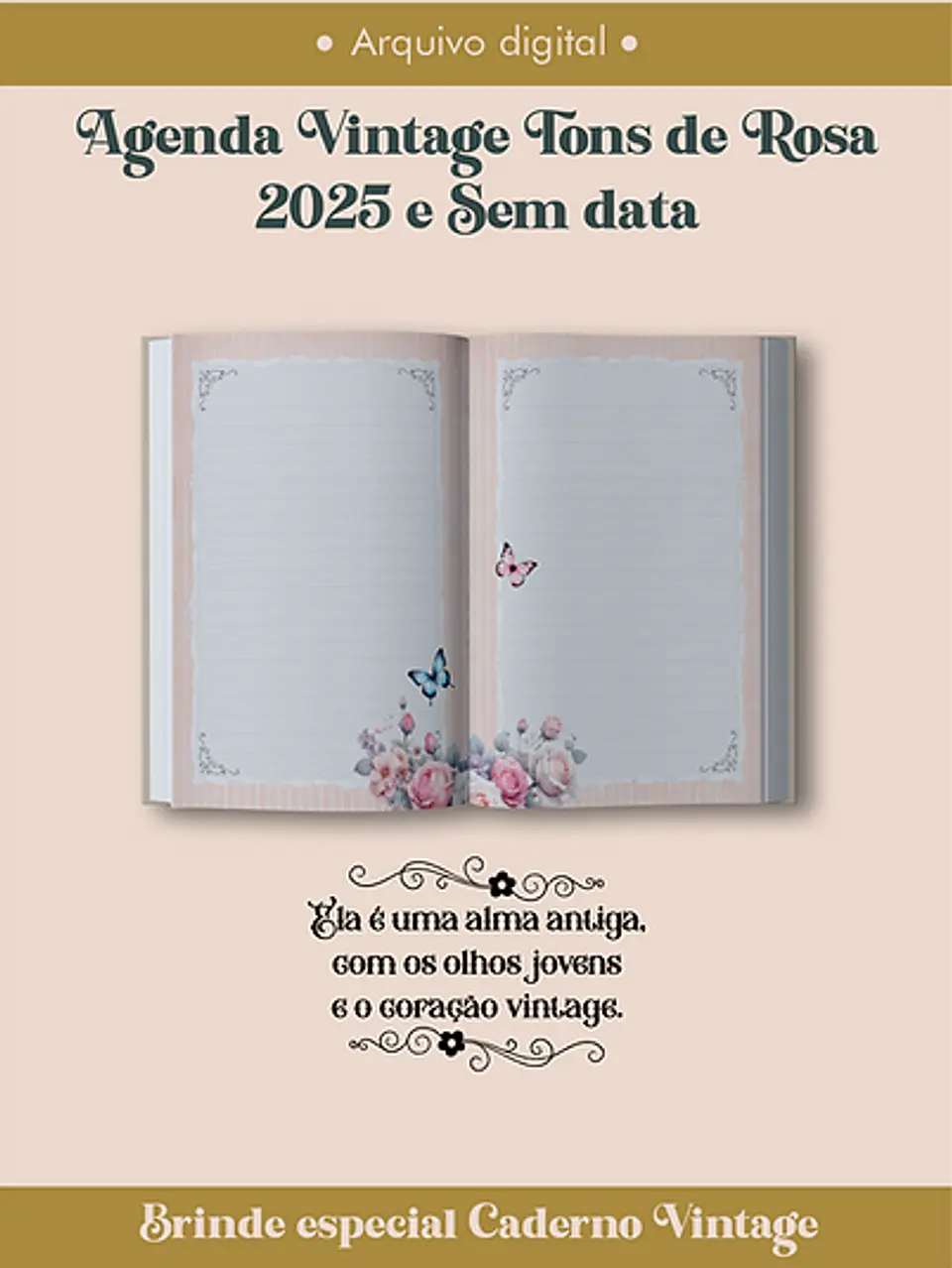 Arquivo Agenda Vintage Tons de Rosa 2025 e Permantente COSTURA - Perfeito Miolo 9