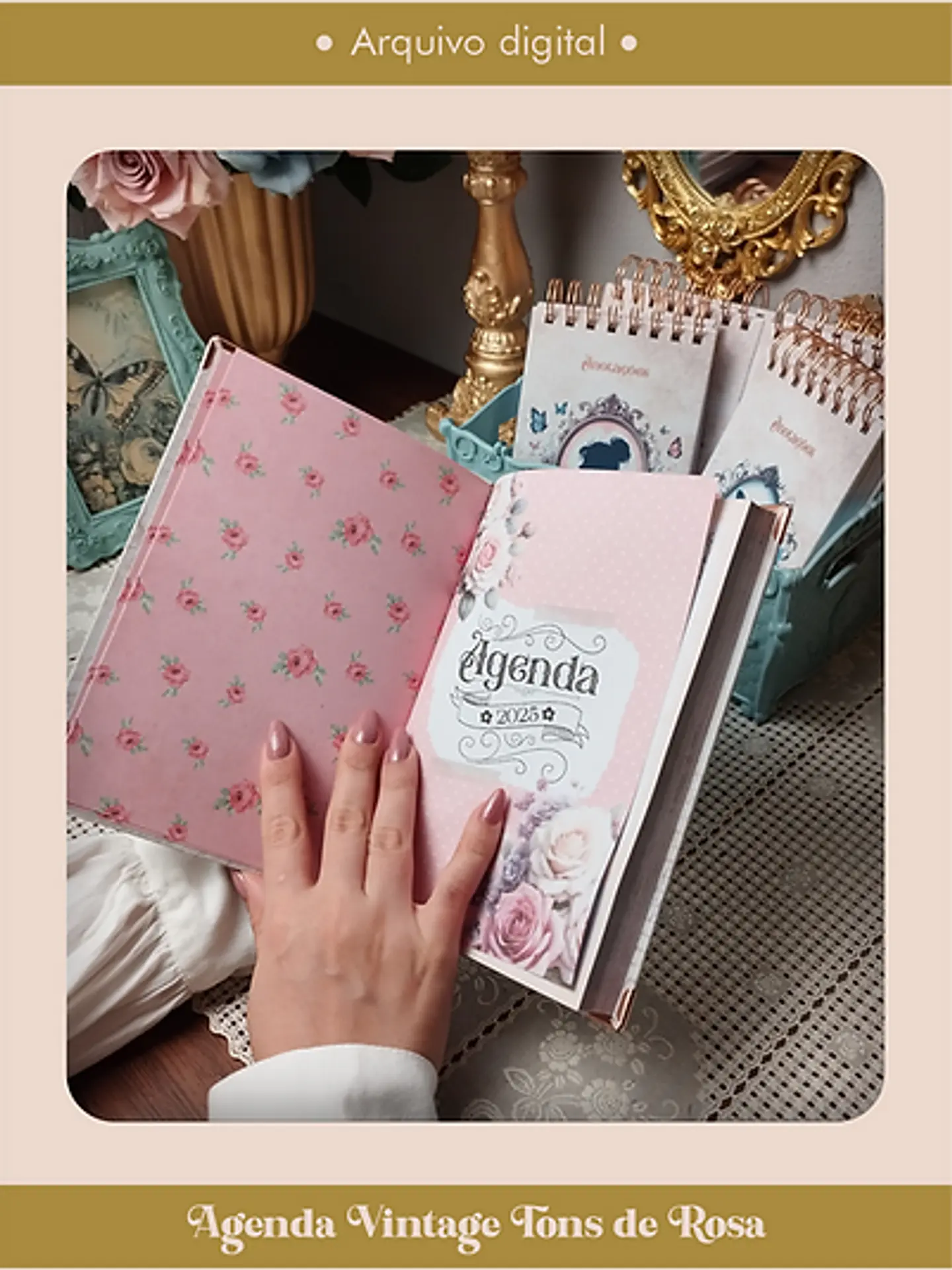 Arquivo Agenda Vintage Tons de Rosa 2025 e Permantente COSTURA - Perfeito Miolo 10