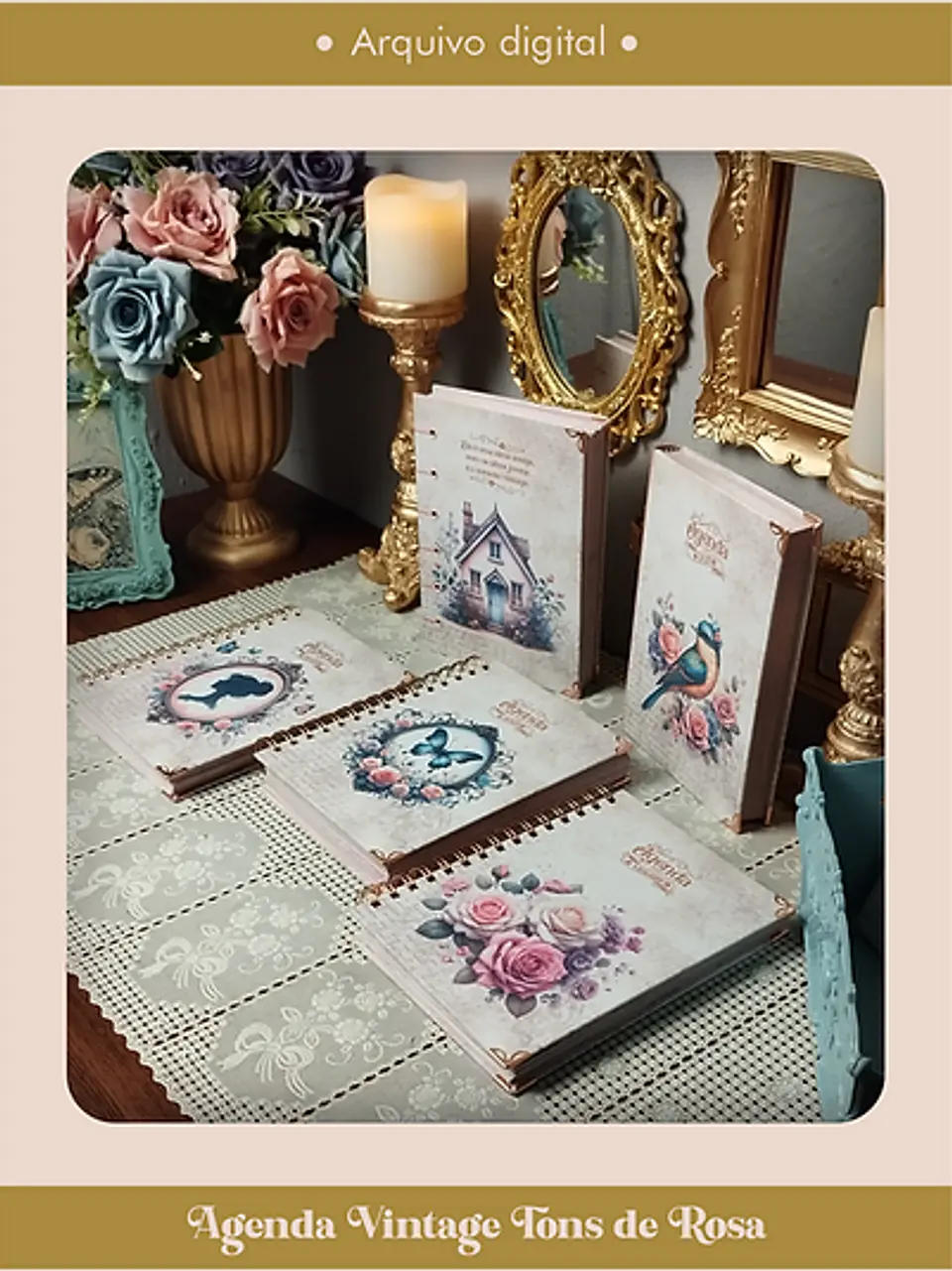 Arquivo Agenda Vintage Tons de Rosa 2025 e Permantente COSTURA - Perfeito Miolo 12