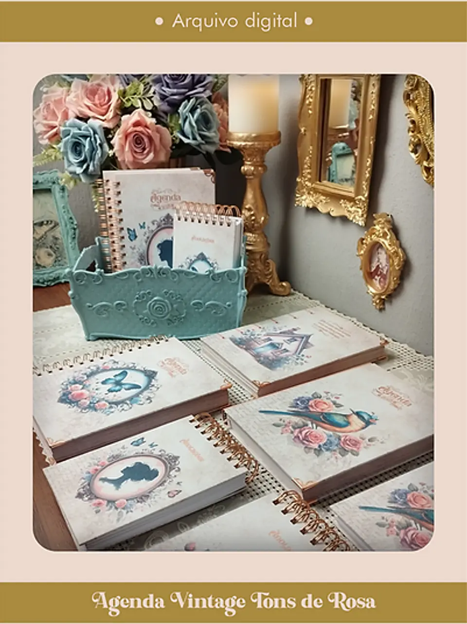 Arquivo Agenda Vintage Tons de Rosa 2025 e Permantente WIRE-O e ESPIRAL - Perfeito Miolo 2