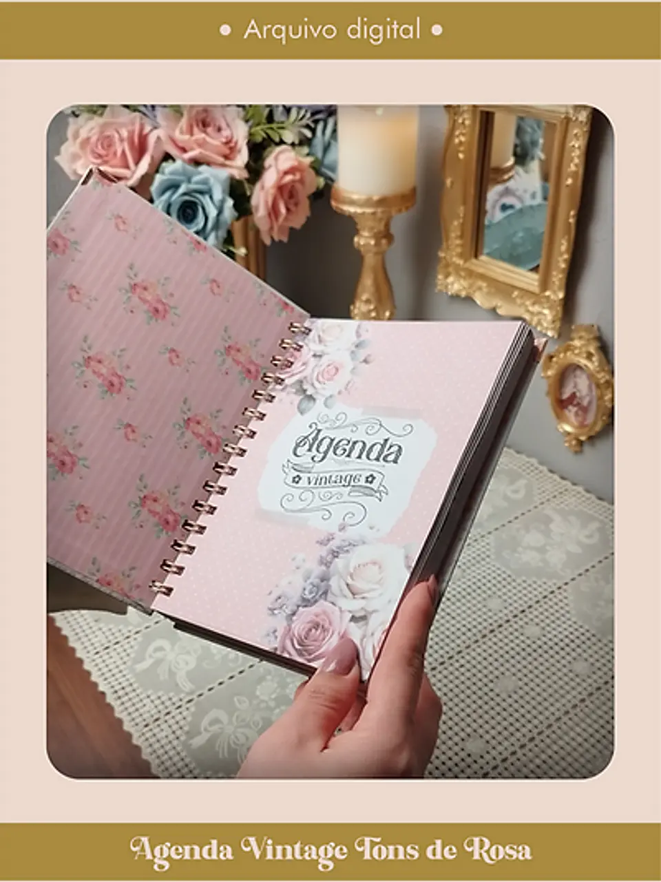 Arquivo Agenda Vintage Tons de Rosa 2025 e Permantente WIRE-O e ESPIRAL - Perfeito Miolo 4
