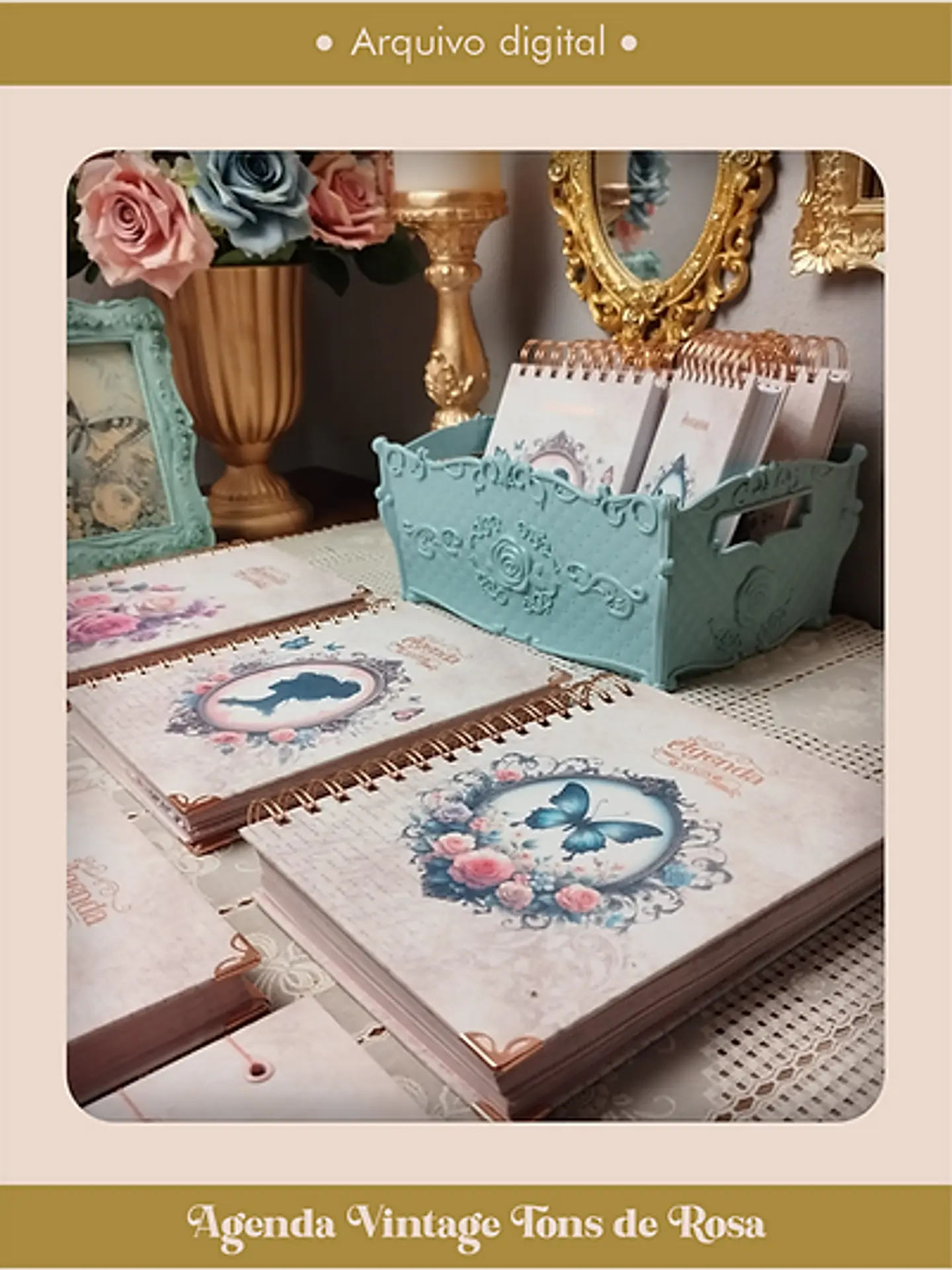 Arquivo Agenda Vintage Tons de Rosa 2025 e Permantente WIRE-O e ESPIRAL - Perfeito Miolo 6