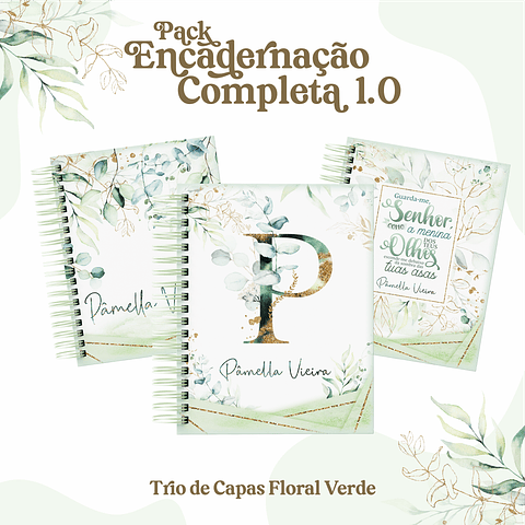 Arquivo Encadernação Floral Verde - Pamella