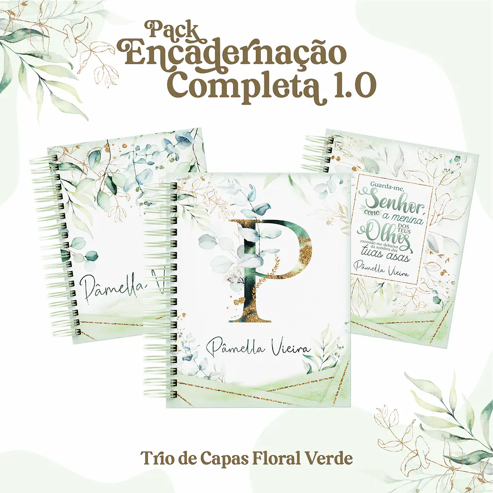 Arquivo Encadernação Floral Verde - Pamella 1