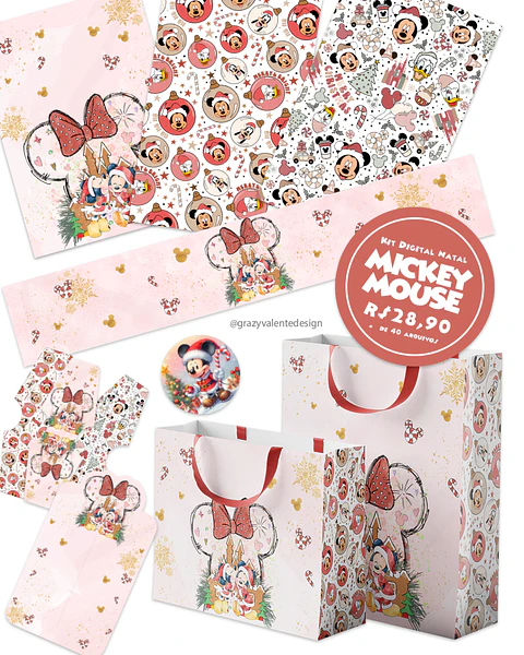 Kit Digital Natal Mickey Mouse