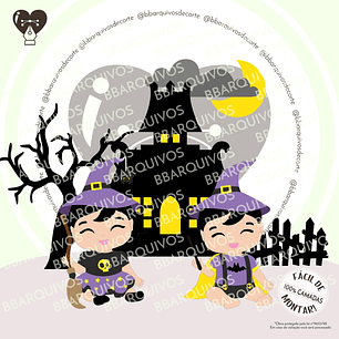 Arquivo de Corte Topo Bruxinhos Halloween