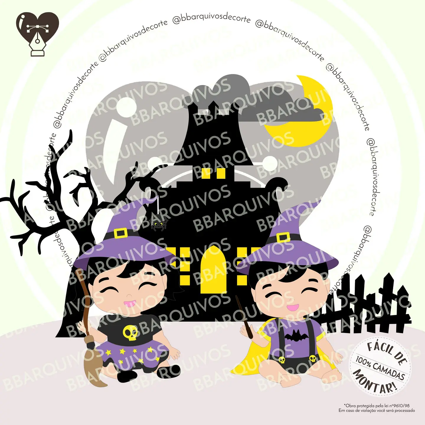 Arquivo de Corte Topo Bruxinhos Halloween 1