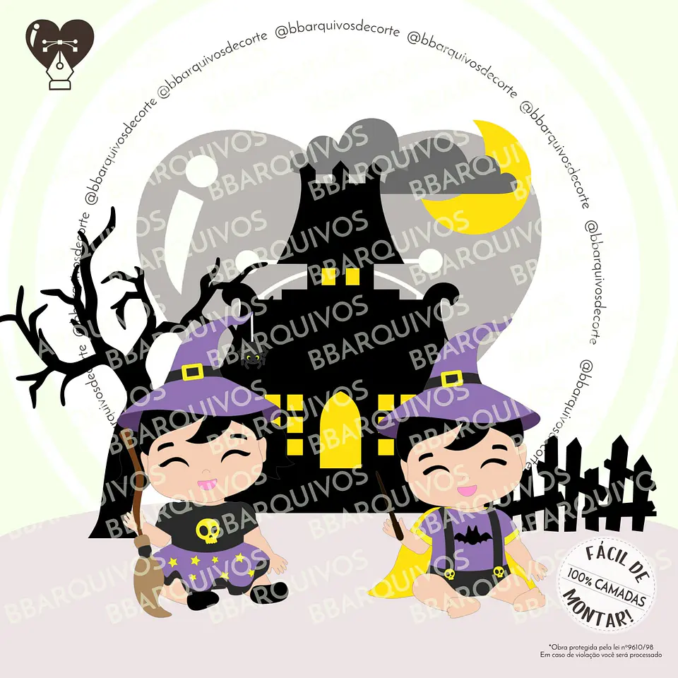 Arquivo de Corte Topo Bruxinhos Halloween 1