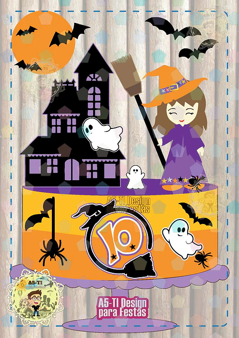 Arquivo de Corte Topo Halloween Bruxinhas - EM CAMADAS