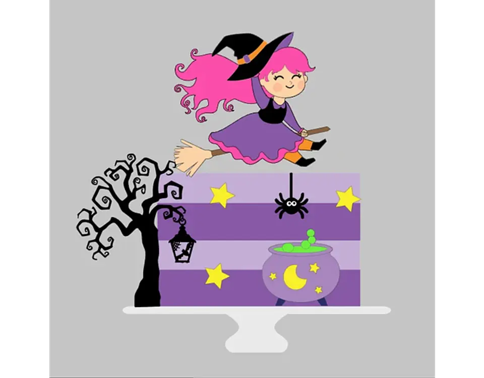 Arquivo Topo de Bolo Halloween Bruxinha - EM CAMADAS 1