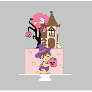 Arquivo Topo de Bolo Halloween Bebê com Abóbora - EM CAMADAS