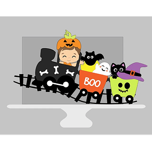 Arquivo Topo de Bolo Halloween Bebê no Trenzinho - EM CAMADAS