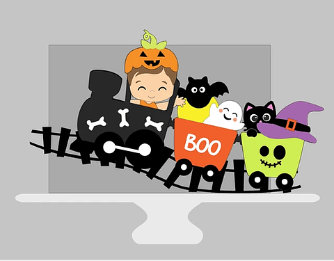 Arquivo Topo de Bolo Halloween Bebê no Trenzinho - EM CAMADAS