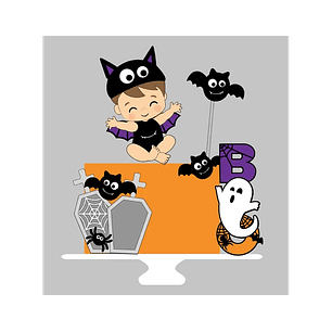 Arquivo Topo de Bolo Halloween Bebê Morcego - EM CAMADAS