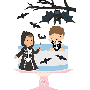 Arquivo Topo de Bolo Halloween Meninos Esqueleto