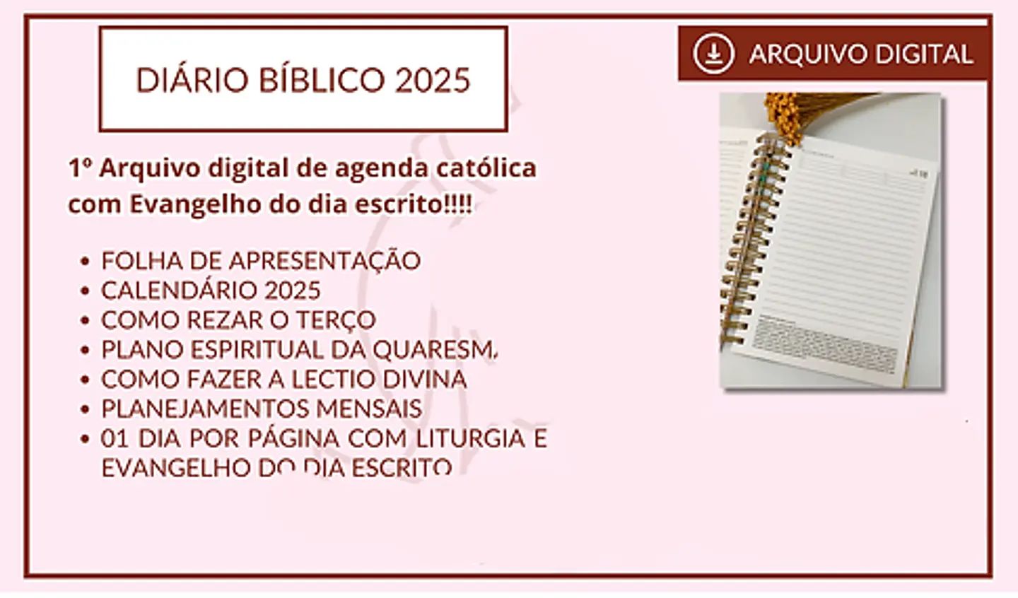 Arquivo Diário com Evangelho Católico A5 2025 - ora que passa 1