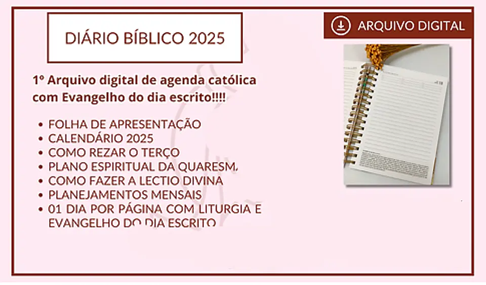 Arquivo Diário com Evangelho Católico A5 2025 - ora que passa 1