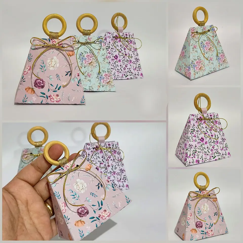 Arquivo de Corte Caixa Lembrancinha Delicada Floral Bolsinha - CRIAR BV 1