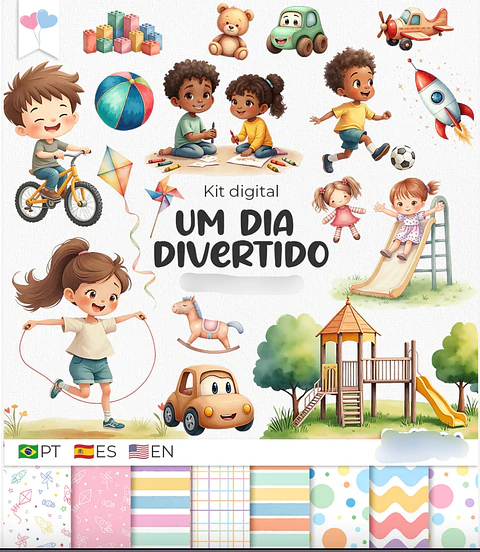 Kit Digital Dia das Criança Um dia Divertido - BALOON