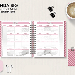 Arquivo Miolo Big 17,5x21cm 2025 - Visão Semanal em 2 Páginas - Moldes da Lê