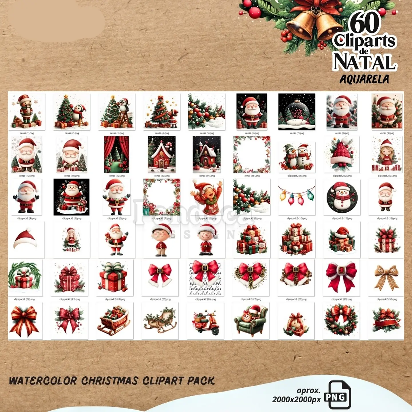 Kit Digital Natal 60 Clipparts - PANDOCA 2