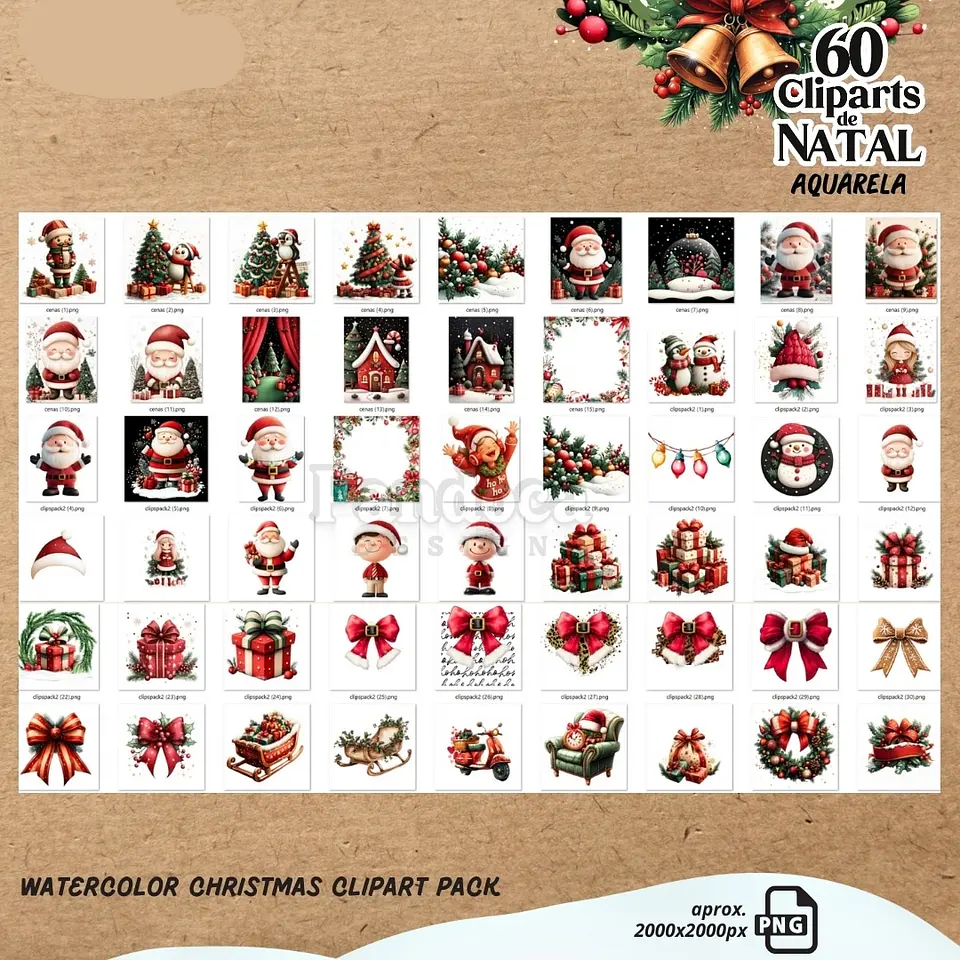 Kit Digital Natal 60 Clipparts - PANDOCA 2