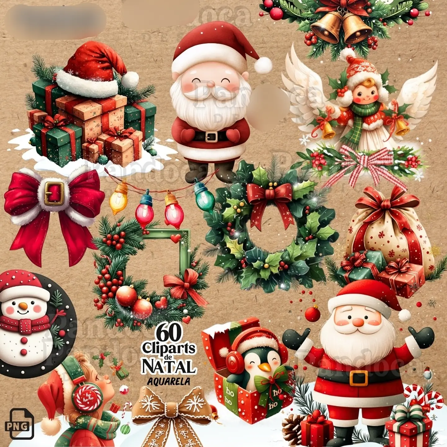 Kit Digital Natal 60 Clipparts - PANDOCA 4