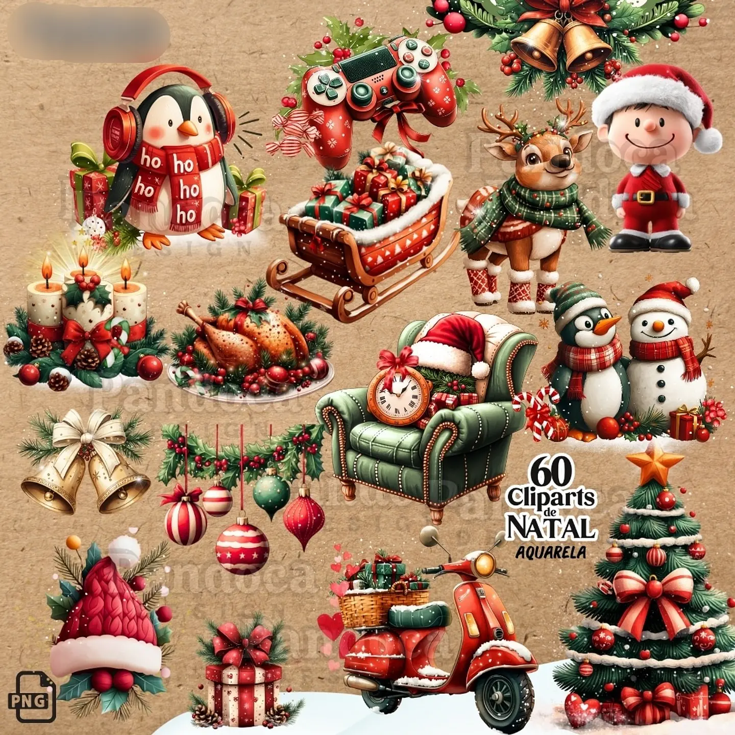 Kit Digital Natal 60 Clipparts - PANDOCA 5